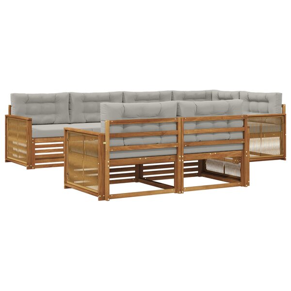 vidaXL Ensemble de canapés d'extérieur 7 pc Naturel et gris clair