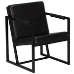 vidaXL Fauteuil noir cuir véritable