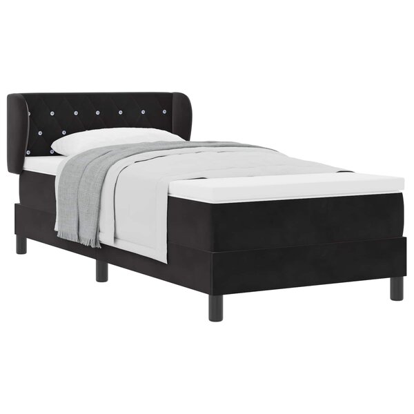 vidaXL Lit à ressorts avec matelas Noir 90 x 200 cm Velours