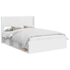 vidaXL Cadre de lit avec rangement et tête de lit Blanc 120 x 200 cm