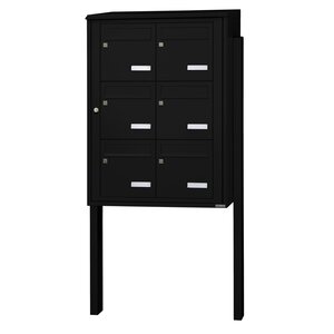 Bloc collectif Leabox  2x3  grade 3  simple face  Extérieur  sur pieds à sceller  Noir 9005 finition brillante