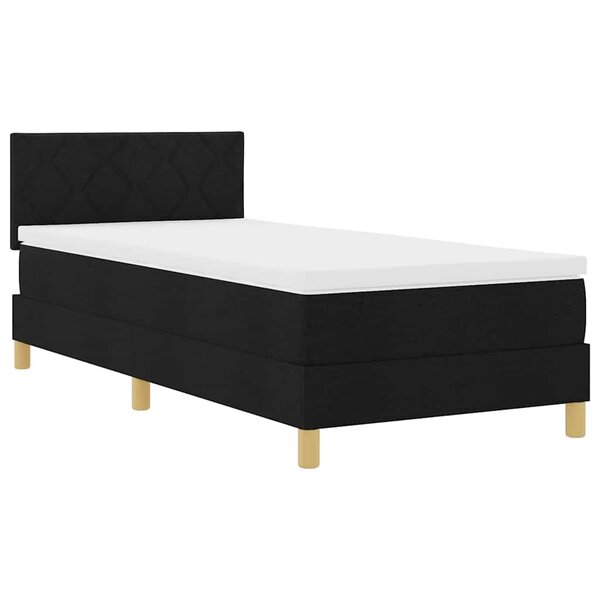 vidaXL Lit à ressorts avec matelas et LED noir 90x200 cm tissu