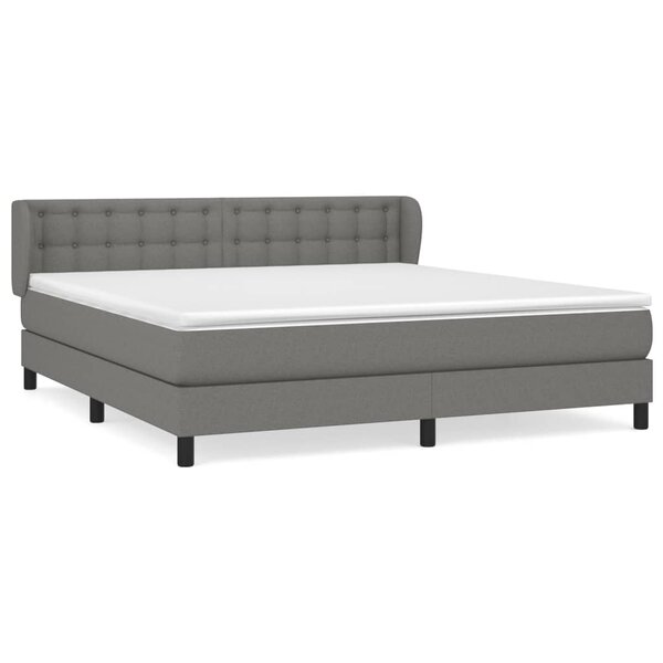 vidaXL Sommier à lattes de lit avec matelas Gris foncé 180x200cm Tissu