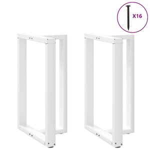 vidaXL Pieds de table de bar en T  2 pièces  blanc  60 x 35 x (90-91) cm  acier