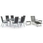 vidaXL Ensemble à manger de jardin 10 Pièces noir et argenté