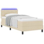 vidaXL Lit à ressorts avec matelas avec LED Crème 90 x 190 cm tissu