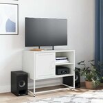 vidaXL Meuble TV blanc 68x39x60 5 cm acier