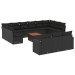 vidaXL Salon de jardin avec coussins 14 Pièces noir résine tressée