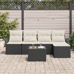vidaXL Ensemble de canapé de jardin avec coussin 6 Pièces Noir Poly rotin
