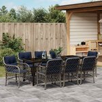vidaXL Ensemble de salle à manger pour jardin 9 Pièces Gris et Noir Rotin