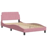 vidaXL Cadre de lit avec tête de lit Rose 100x200 cm Velours