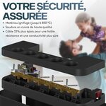 ACROPAQ Boite cache cable compatible France- cache multiprise avec multiprise intégrée- USB-A et USB-C- Rangement cable- 2500W- Noir