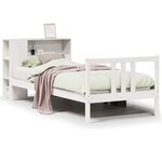 vidaXL Lit bibliothèque sans matelas blanc 90x200cm bois de pin massif