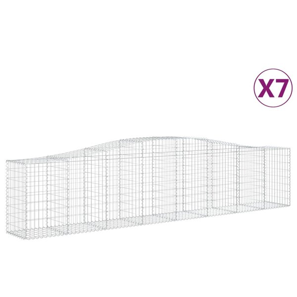 vidaXL Paniers à gabions arqués 7 Pièces 400x50x80/100 cm Fer galvanisé