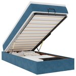 vidaXL Cadre de lit ottoman avec matelas bleu foncé 100x200 cm velours