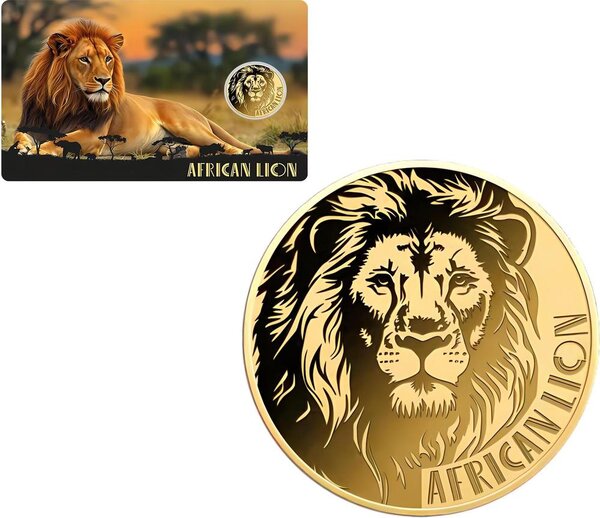 Pièce de monnaie en Or 3000 Francs g 0.031 (1/1000 oz) Millésime Gold Gift AFRICAN LION 1/1000