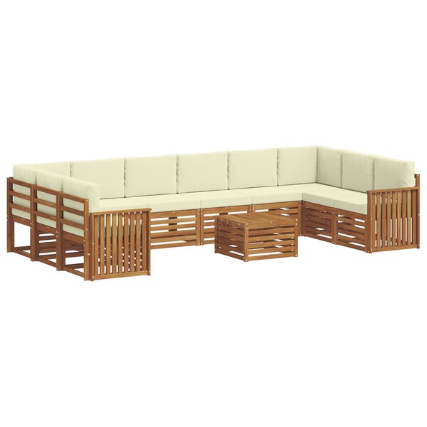 vidaXL Ensemble de canapés d'extérieur 11 pc Naturel et Crème
