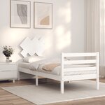 vidaXL Cadre de lit avec tête de lit blanc simple bois massif