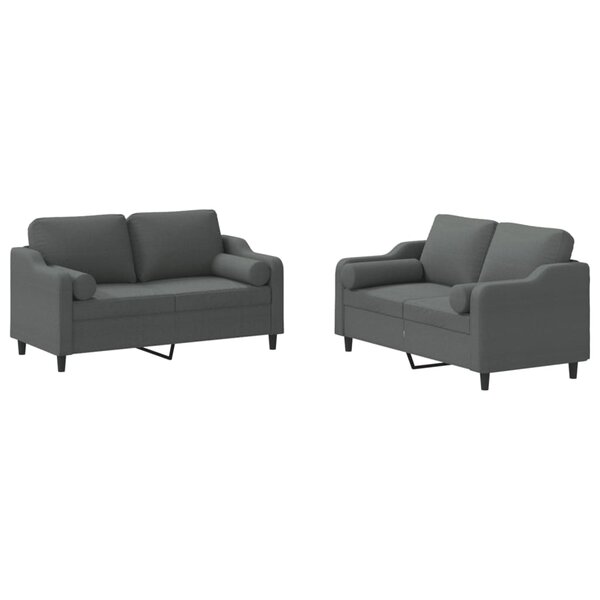 vidaXL Ensemble de canapés 2 Pièces coussins gris foncé tissu