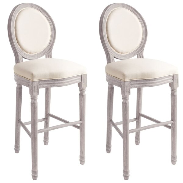 vidaXL Tabourets de bar lot de 2 blanc lin