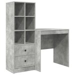 vidaXL Bureau avec tiroir avec étagère avec stockage 2 Pièces Gris béton