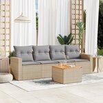 vidaXL Salon de jardin avec coussins 5 Pièces beige résine tressée