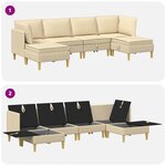 vidaXL Canapé modulaire avec rangement 6 Pièces Crème Tissu
