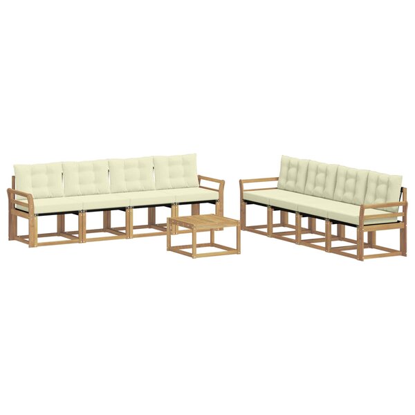vidaXL Ensemble de canapés d'extérieur 9 pc Blanc et crème