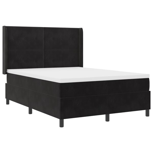 Lit Box Spring vidaXL avec Matelas Noir 160x200 cm Velours