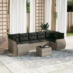 vidaXL Salon de jardin 8 Pièces avec coussins gris clair résine tressée
