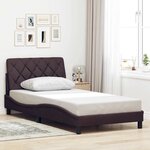 vidaXL Cadre de lit avec LED sans matelas marron foncé 100x200cm tissu