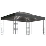 vidaXL Tonnelle avec guirlande lumineuse à LED 3x4 m Anthracite