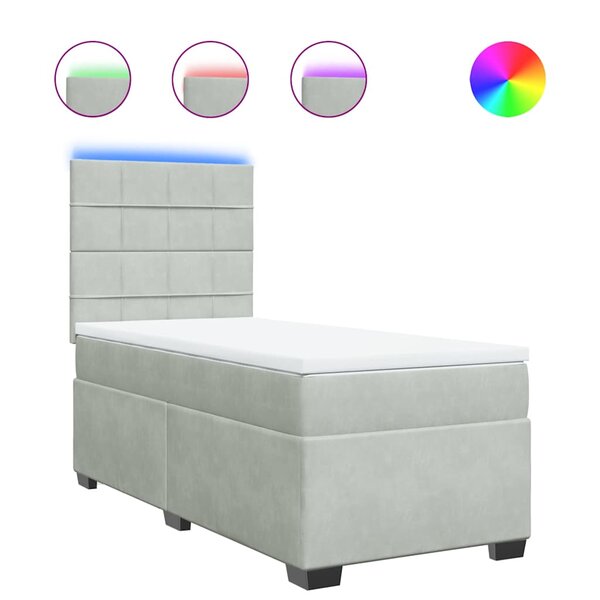 vidaXL Sommier à lattes de lit et matelas Gris clair 80x200 cm Velours
