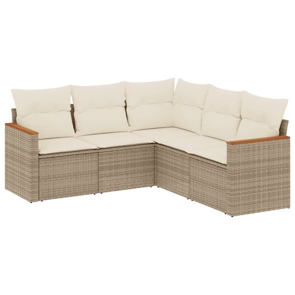 vidaXL Salon de jardin avec coussins 5 Pièces beige résine tressée