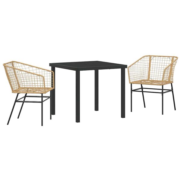 vidaXL Ensemble de salle à manger pour jardin 3 Pièces Marron polyrotin