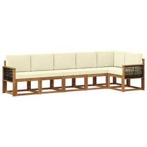 vidaXL Ensemble de canapés d'extérieur 6 pc Naturel et Crème Polyester