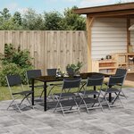 vidaXL Ensemble de Salle à Manger de Jardin 9 Pièces Noir Textilène et Acier