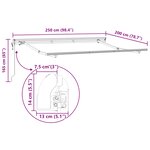 vidaXL Auvent Rétractable Crème 250 x 200 cm tissu