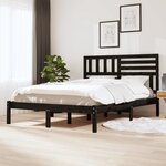vidaXL Cadre de lit sans matelas noir bois de pin massif 140x190 cm