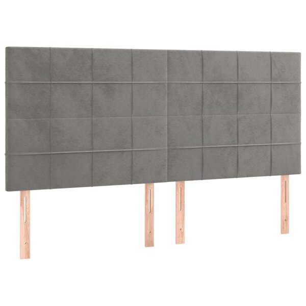 vidaXL Têtes de lit 4 Pièces Gris clair 100x5x78/88 cm Velours