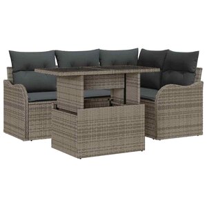 vidaXL Ensemble de canapé de jardin avec coussin 5 Pièces Gris Poly rotin