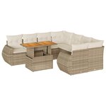 vidaXL Salon de jardin avec coussins 9 Pièces beige résine tressée