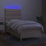 vidaXL Sommier à lattes de lit et matelas et LED Crème 90x190 cm Tissu