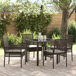 vidaXL Ensemble repas jardin 5 pièces avec coussins Marron Poly Rattan
