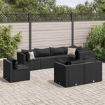 vidaXL Salon de jardin 8 Pièces avec coussins noir résine tressée