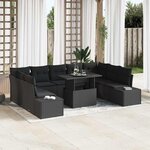 vidaXL Ensemble de canapé de jardin 10 Pièces Noir Poly rotin
