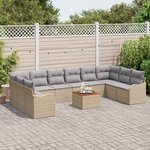 vidaXL Ensemble de canapé de jardin 11 Pièces beige et gris clair