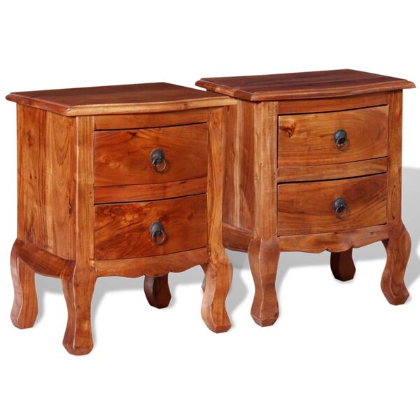 vidaXL Tables de chevet avec tiroirs 2 Pièces Bois d'acacia massif