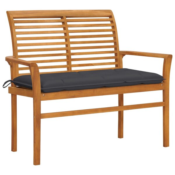 vidaXL Banc de jardin et coussin anthracite 112 cm Bois de teck massif
