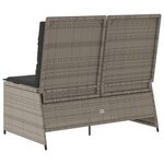 vidaXL Banc inclinable de jardin avec coussins gris résine tressée